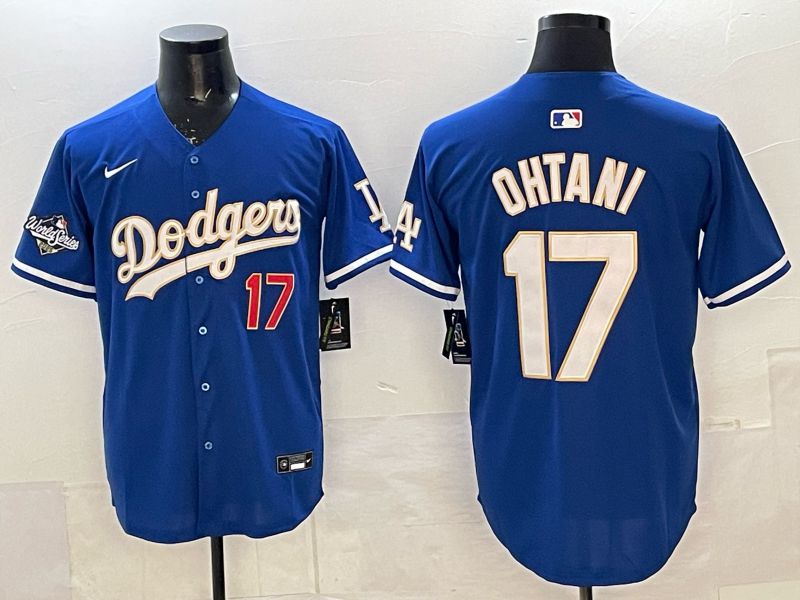 Men 2025 Nike Los Angeles Dodgers #17 Ohtani Blue gold Game MLB Jersey 06->los angeles dodgers->MLB Jersey